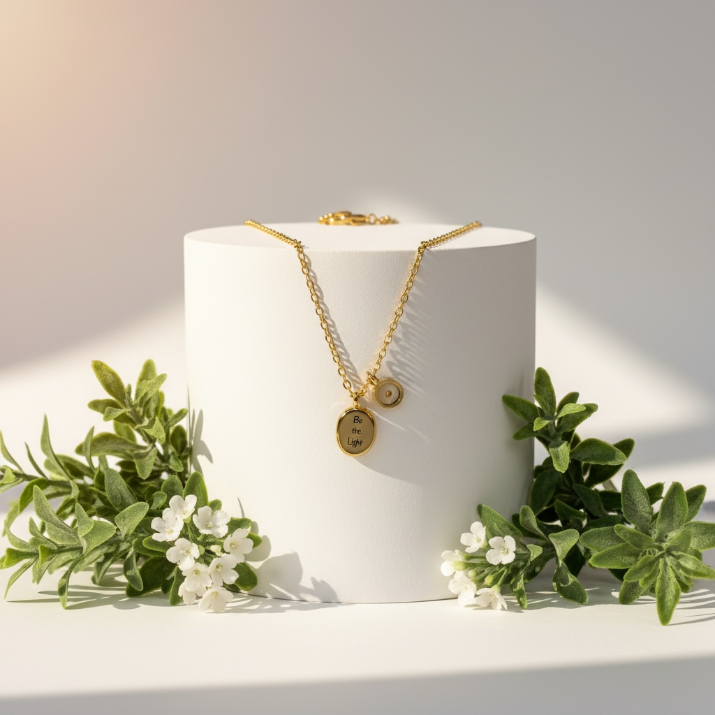 ✨🌿Stainless Steel Mustard Seed Faith Necklace – “Be The Light” Inspirational Pendant✨🌿Gold/silver