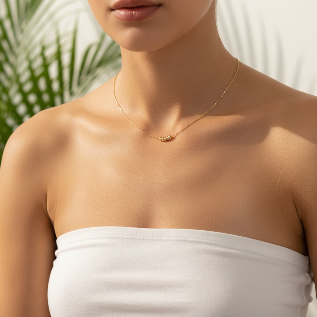 ⸻

Faith Bead Necklace – Gold