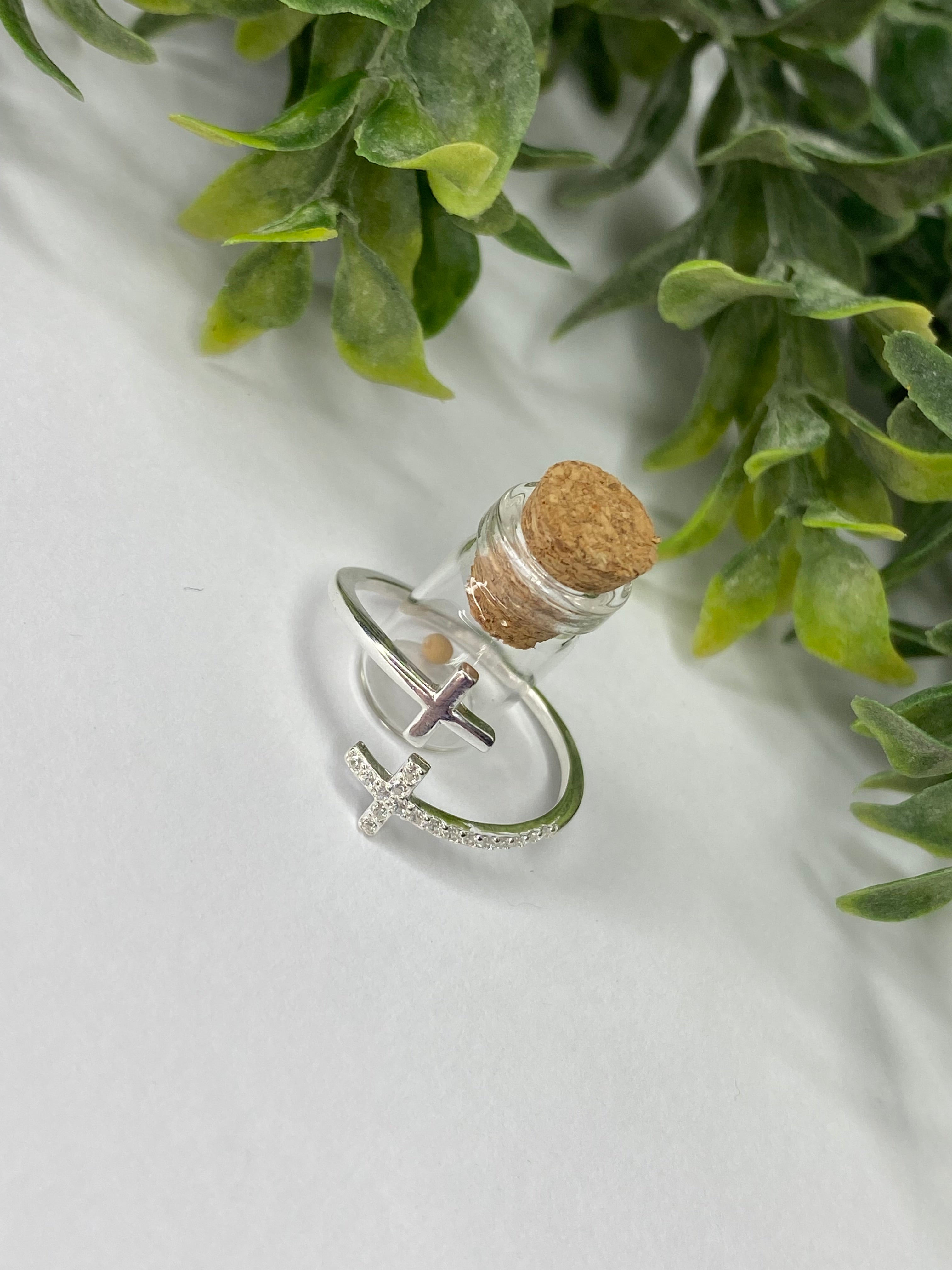 🌿Double Cross Adjustable  Open Ring    – 925 Sterling Silver ✨🌿