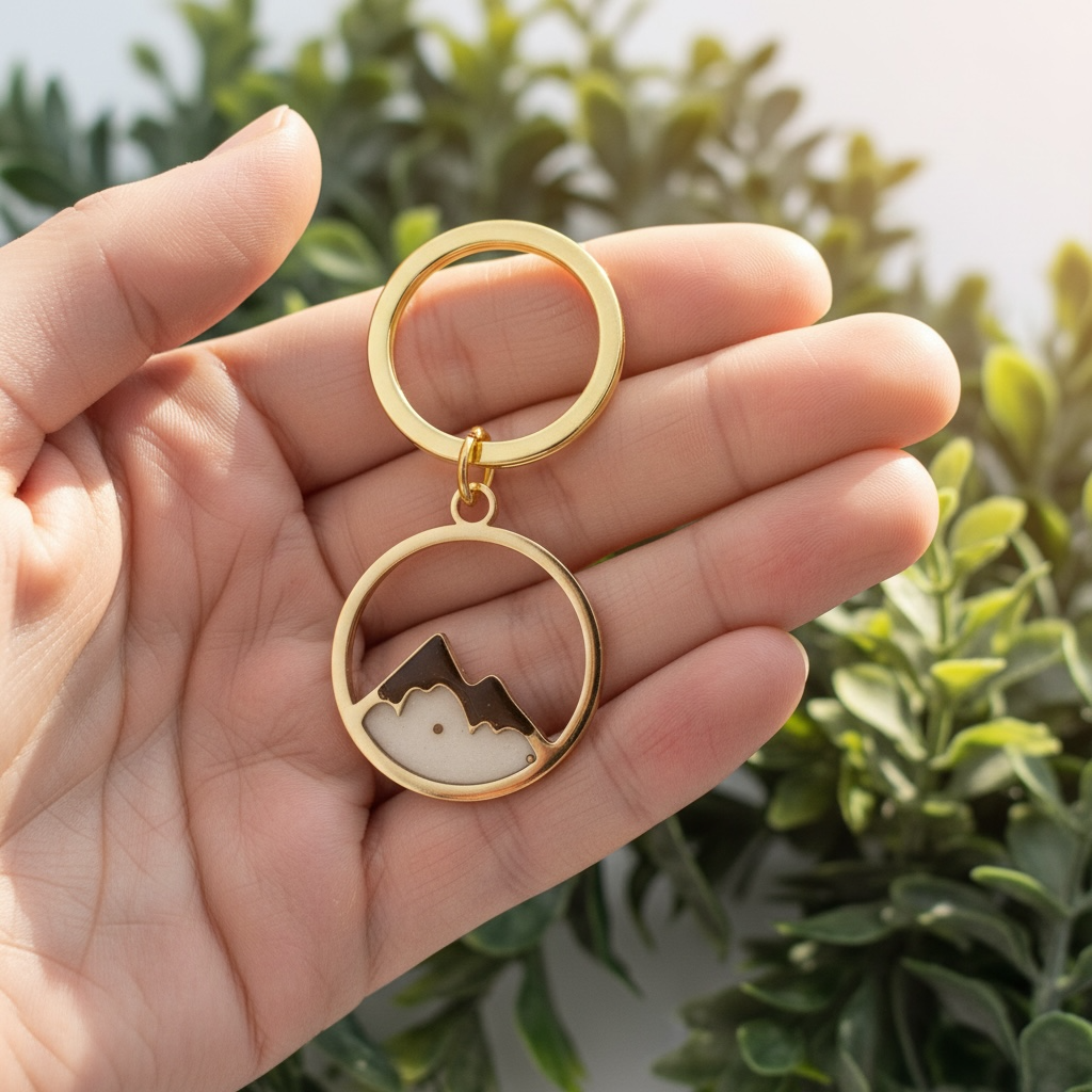🌿Tiny Mustard Seed Mountain Keychain – Stainless Steel Adventure Charm( Gold or Silver ) 🌿