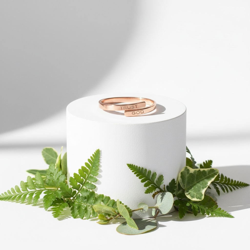 🌿   "TRUST GOD" Adjustable Stainless Steel Ring🌿