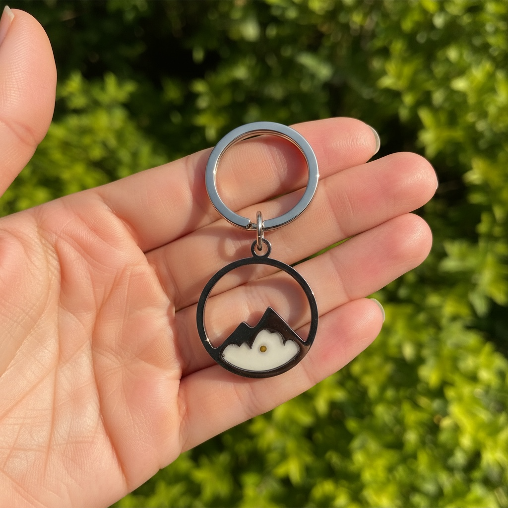 🌿Tiny Mustard Seed Mountain Keychain – Stainless Steel Adventure Charm( Gold or Silver ) 🌿