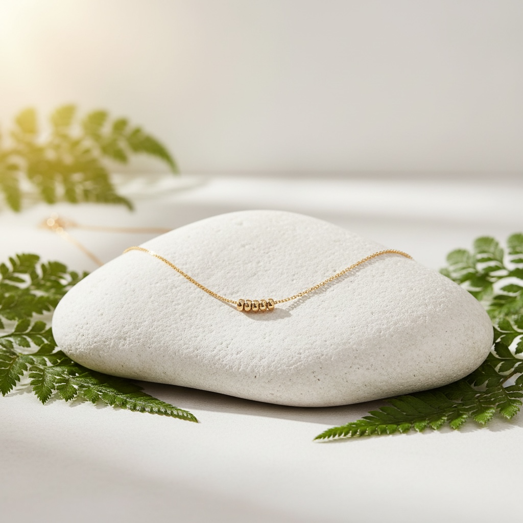 ⸻

Faith Bead Necklace – Gold