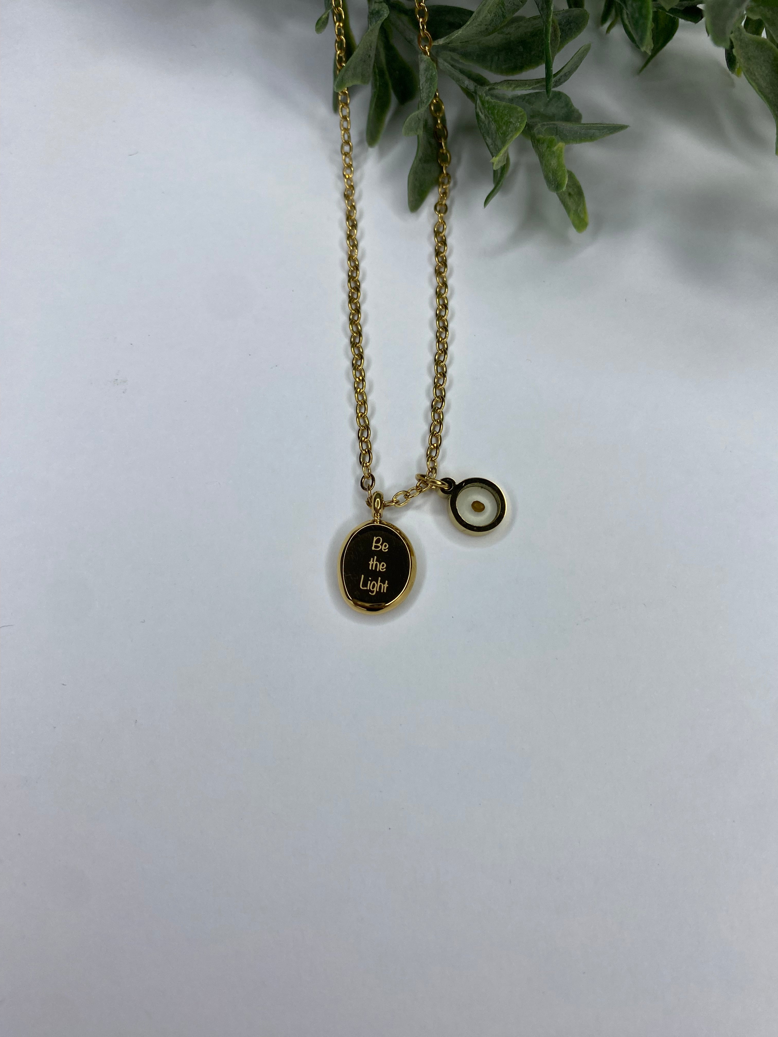 ✨🌿Stainless Steel Mustard Seed Faith Necklace – “Be The Light” Inspirational Pendant✨🌿Gold/silver